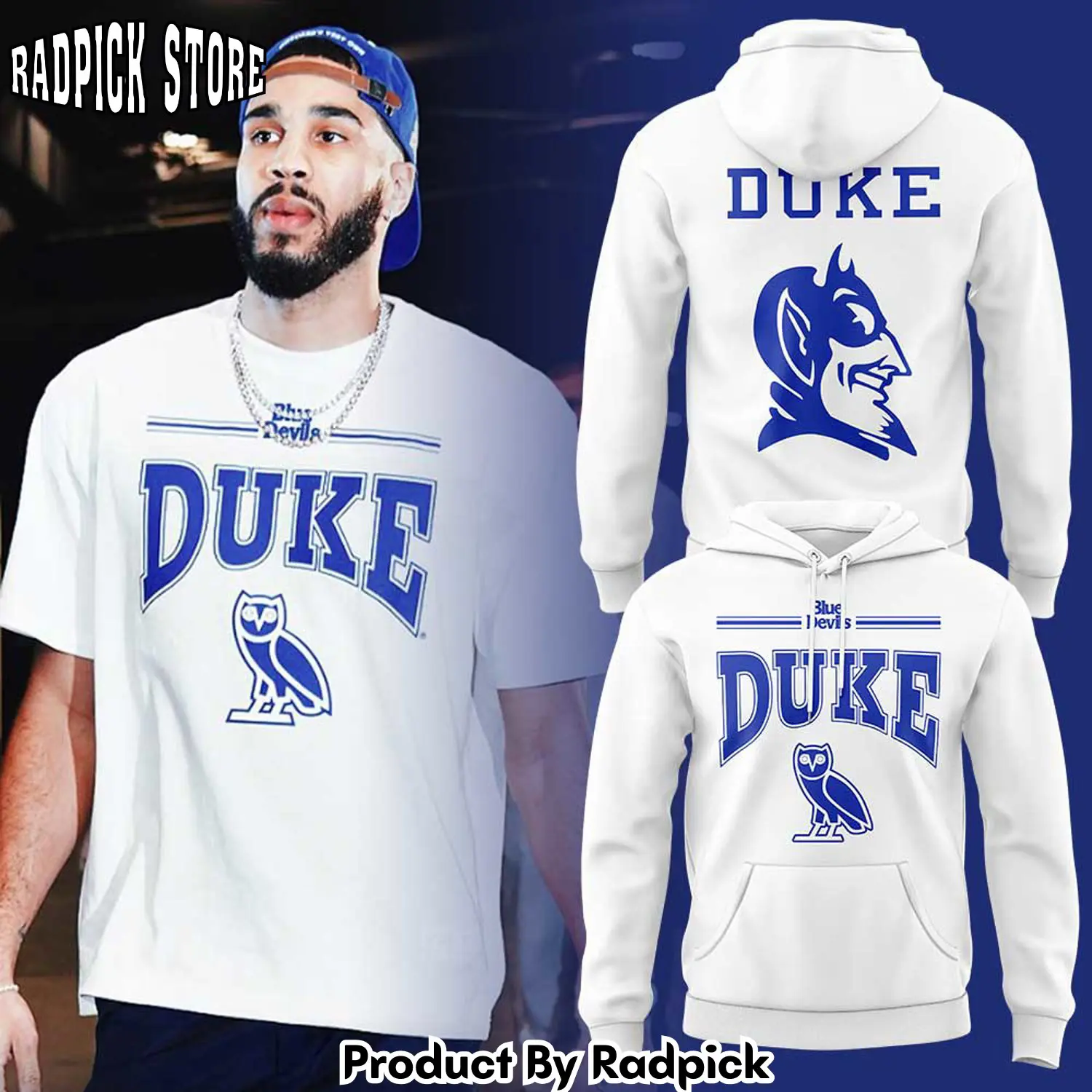 Big duke jayson tatum blue devils x octobers very own hoodie joggers hoodie and long pants set rp291915